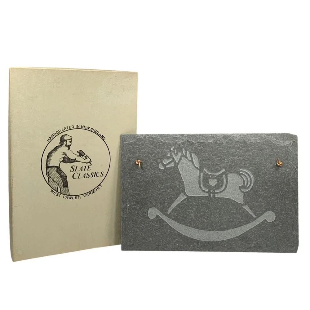 Slate Classics Rocking Horse Engraved Slate Wall Art Handcrafted New England